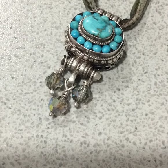 Genuine Turquoise 925 Silver Rare Necklace - Picture 3 of 7
